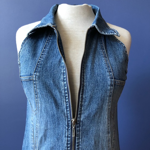 Denim Mini Dress Blue Jean 90’s Retro - Picture 5 of 10